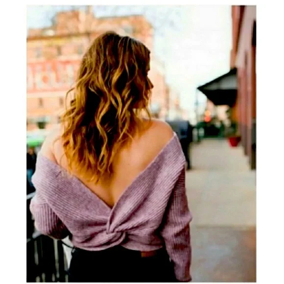 Anthropologie Angel of the North Gabriele Tie Back Ribbed Seater - Purple Size M - Picture 1 of 9